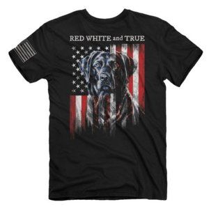 Red White And True Patriotic Dog Short Sleeve T-Shirt - NEW Fast Ship